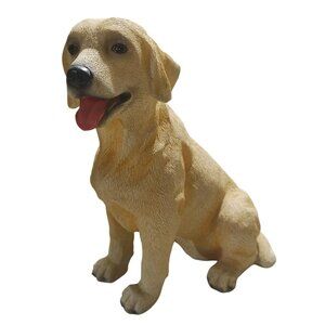 Vintage Yellow Labrador Dog Figurine 9 inches Painted Resin Collectible Statue